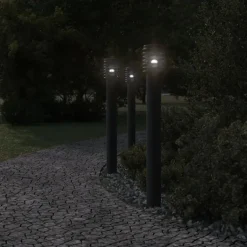 Hot vidaXL Utomhusgolvlampa med eluttag 110 cm rostfritt stål Svart