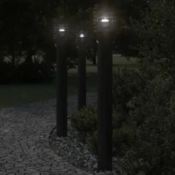 Outlet vidaXL Utomhusgolvlampor med sensorer 3 st 110cm rostfritt stål Svart