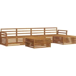 vidaXL Utomhussoffset 6 pcs Naturfärg Massivt Akaciaträ