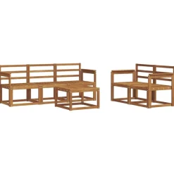 vidaXL Utomhussoffset 6 pcs Naturfärg Massivt Akaciaträ