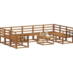 Sale vidaXL Utomhussoffset 10 pcs Massivt Akaciaträ Naturfärg