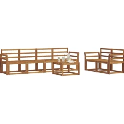 vidaXL Utomhussoffset 7 pcs Naturfärg Massivt Akaciaträ