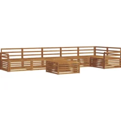 Hot vidaXL Utomhussoffset 7 pcs Massivt Akaciaträ Naturfärg