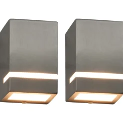 vidaXL Utomhusvägglampa 2 st 35 W silver rektangulär