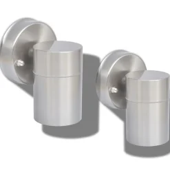 New vidaXL Utomhusvägglampa 2 st rostfritt stål nedåt Silver