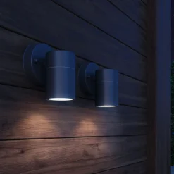Outlet vidaXL Utomhusvägglampa 2 st rostfritt stål nedåt Svart