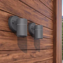 Outlet vidaXL Utomhusvägglampa 2 st rostfritt stål nedåt Svart