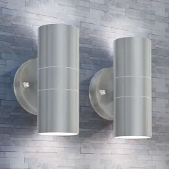vidaXL Utomhusvägglampa LED 2 st rostfritt stål uppåt/nedåt