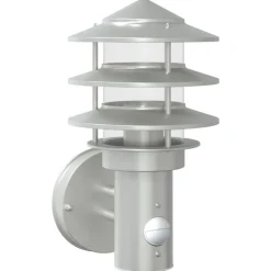 Clearance vidaXL Utomhusvägglampa med sensor rostfritt stål Silver