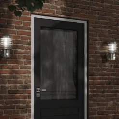 vidaXL Utomhusvägglampa med sensor silver rostfritt stål