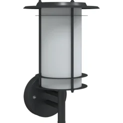 New vidaXL Utomhusvägglampa rostfritt stål Svart