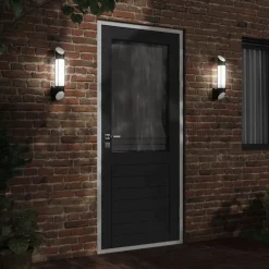 New vidaXL Utomhusvägglampa rostfritt stål Svart