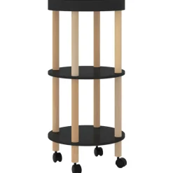 Sale vidaXL Vagn med 3hyllplan 38x38x82cm konstruerat trä&massiv furu Svart