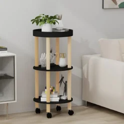 Sale vidaXL Vagn med 3hyllplan 38x38x82cm konstruerat trä&massiv furu Svart
