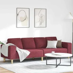 Best vidaXL Vardagsrumsoffa 250 x 77 x 76 cm Polyester Vinröd