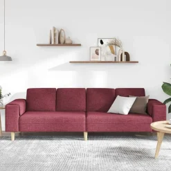 Best vidaXL Vardagsrumsoffa 250 x 77 x 76 cm Polyester Vinröd