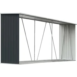 Outlet vidaXL Vedskjul galvaniserat stål 330x84x152 cm Antracit