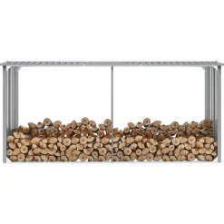 vidaXL Vedskjul i galvaniserat stål 330x92x153 cm grå