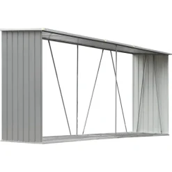 Best vidaXL Vedskjul i galvaniserat stål 330x84x152 cm Grå
