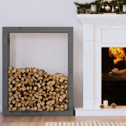 vidaXL Vedställ grå 80x25x100 cm massiv furu