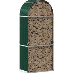 Outlet vidaXL Vedställ 80x45x190 cm galvaniserat stål Grön