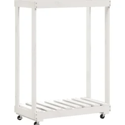 Sale vidaXL Vedställ med hjul 76,5x40x108 cm massiv furu Vit