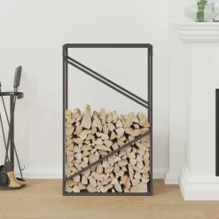 Outlet vidaXL Vedställ 60x25x100 cm kallvalsat stål Svart