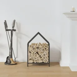 Clearance vidaXL Vedställ 40x25x60 cm kallvalsat stål Svart