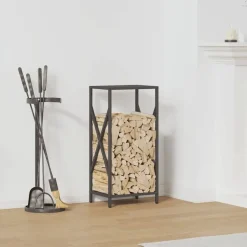 Discount vidaXL Vedställ 34x25x70 cm kallvalsat stål Svart