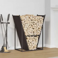 Outlet vidaXL Vedställ 69,5x35x81 cm kallvalsat stål Svart