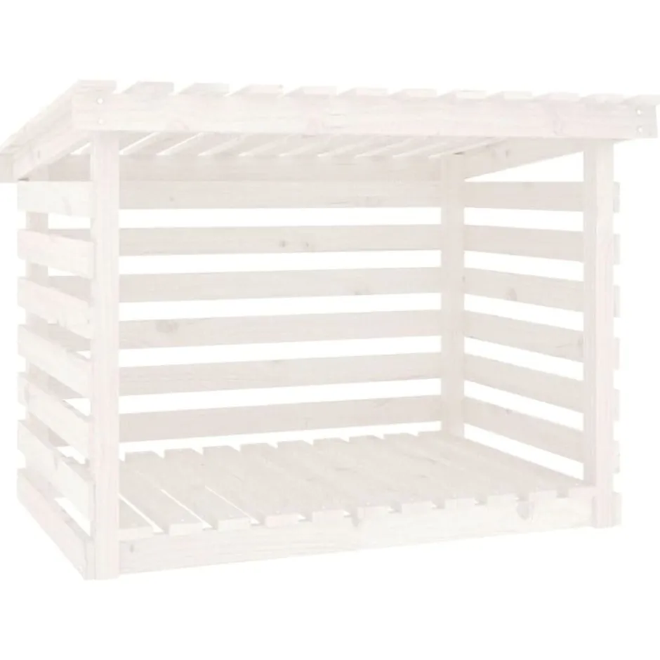 Hot vidaXL Vedställ 108x73x79 cm massiv furu Vit