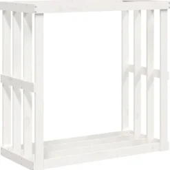vidaXL Vedställ vit 108x52x106 cm massiv furu