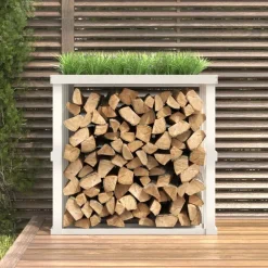 vidaXL Vedställ vit 108x52x106 cm massiv furu