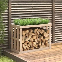 Outlet vidaXL Vedställ 108x52x74 cm massiv furu Naturfärg
