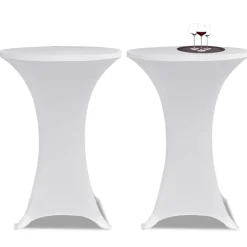 vidaXL Överdrag till ståbord Ø 60 cm vit stretch 2 st