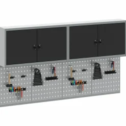New vidaXL Verktygsskåpsset med hylla 6 pcs Pulverlackerat stål Svart