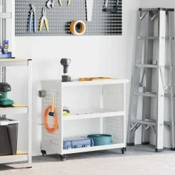 Discount vidaXL Verktygsvagn med hylla 75 x 35 x 73 cm Kallvalsat stål Vit