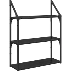 Outlet vidaXL Vägg hylla med hylla 60 x 21 x 78,5 cm Konstruerat trä Svart ek