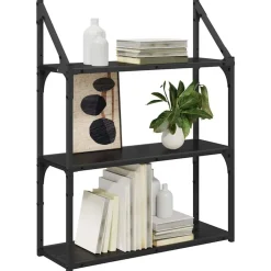 Outlet vidaXL Vägg hylla med hylla 60 x 21 x 78,5 cm Konstruerat trä Svart ek