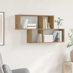 Outlet vidaXL Vägg hylla med hylla Väggmonterad Brun Konstruerat trä artisan ek