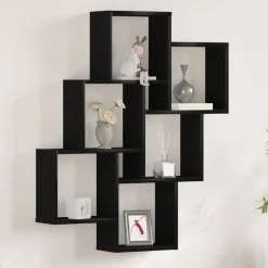 Outlet vidaXL Vägg hylla med hylla 78 x 15 x 93 cm Konstruerat trä Svart ek