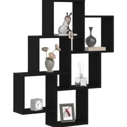 Outlet vidaXL Vägg hylla med hylla 78 x 15 x 93 cm Konstruerat trä Svart ek