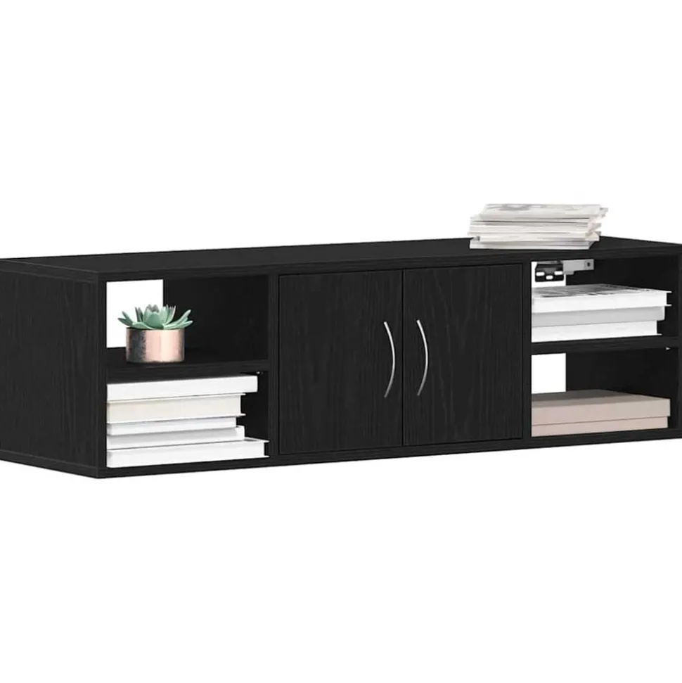 vidaXL Vägg hylla med hylla Svart Ek 102 x 30 x 29 cm Konstruerat trä