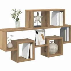 Sale vidaXL Vägg hylla med hylla 82 x 15 x 51 cm Konstruerat trä artisan ek
