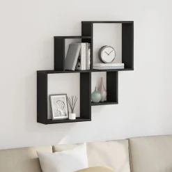 Outlet vidaXL Vägg hylla med hylla 80 x 15 x 78,5 cm Konstruerat trä Svart ek