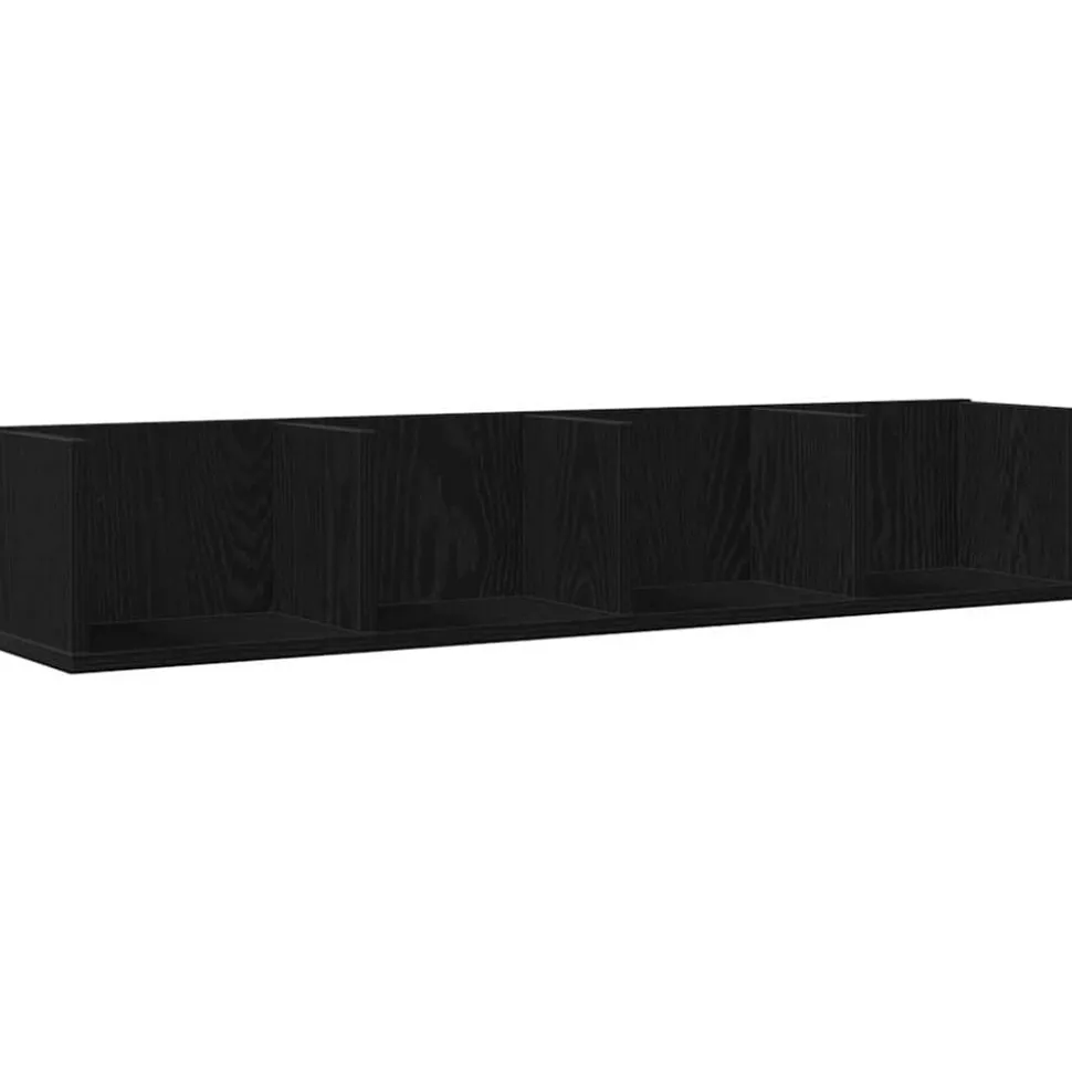 vidaXL Vägg hylla med hylla Svart Ek 100 x 18 x 18 cm Konstruerat trä