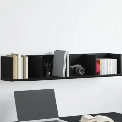 vidaXL Vägg hylla med hylla Svart Ek 100 x 18 x 18 cm Konstruerat trä