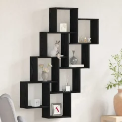 Sale vidaXL Vägg hylla 90 x 15 x 119,5 cm Konstruerat trä Svart ek