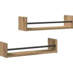 vidaXL Vägg hylla Väggmonterad 2 pcs Artisan Ek 60 x 16 x 14 cm