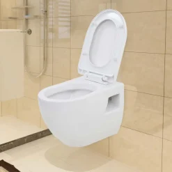 Clearance vidaXL Vägghängd toalett med dold cistern keramik Vit
